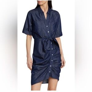 Veronica Beard henley tie-waist shirt dress dark denim color size 2